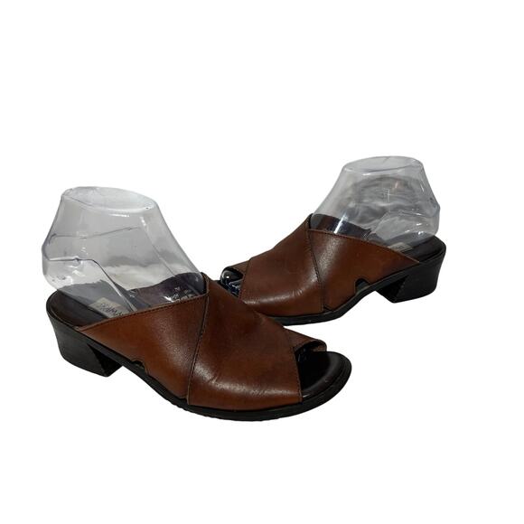 VTG 90s Y2K Prima Royale Heeled Sandals Brown Leather Open Toe Casual Boho 7M - Picture 1 of 8